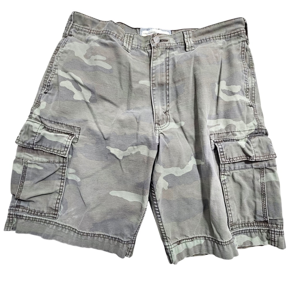 Levi Strauss Signature Cargo Shorts Mens 36 Camo Green Honestly Made Relaxed Fit